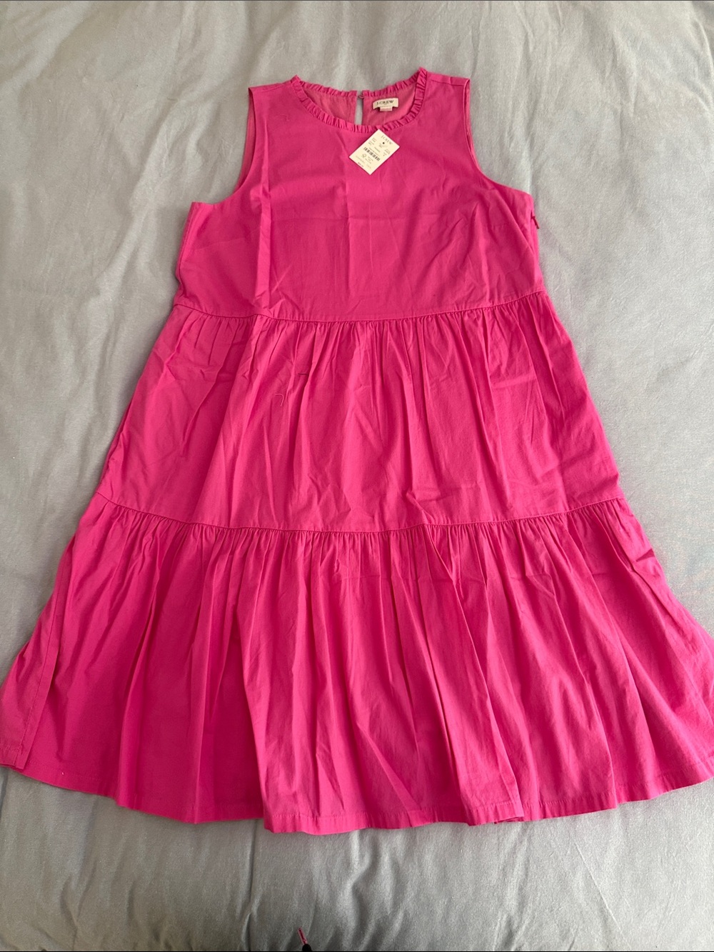 J. Crew Bright Pink Sleeveless Tiered Dress